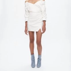 Best deal 🎉 Jonathan Simkhai Monrow Draped 👕 Shirt 👗 Dress in White for 👩 women ✔️