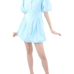 Deals 🛒 Jonathan Simkhai Cleo 👩 Womens Puff Sleeves Pintuck 👕 Shirtdress 🎁