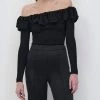 Deals ❤️ Jonathan Simkhai Isabelle Ruched Off Shoulder Top in Black for 👩 women 😍
