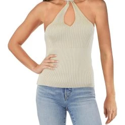 Best Sale 👍 Jonathan Simkhai Andrea 👩 Womens Ribbed Knit Racer Back Halter Top 🔥