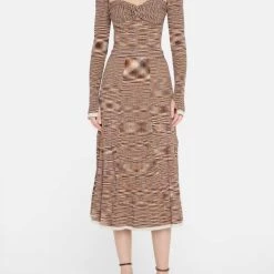 Cheap 🤩 Jonathan Simkhai Lida Pleated Spacedye Midi 👗 Skirt in Chocolate Multi for 👩 women 👍