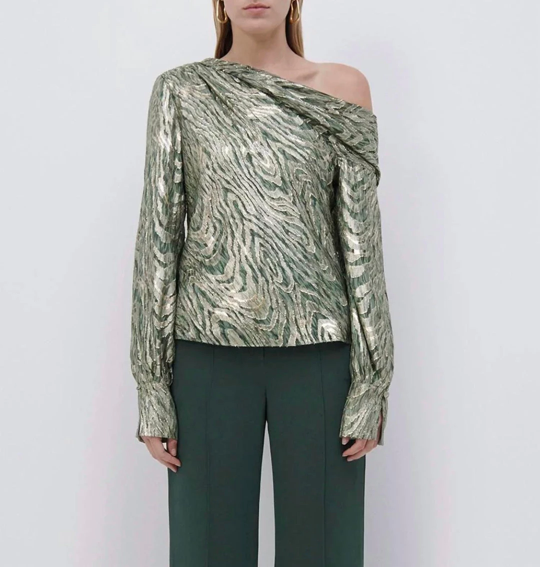 Outlet ๐ Jonathan Simkhai Alice Metallic Fil Coupe Top in Hunter Green Metalluc Moire for ๐ฉ women โจ 3 Outlet ๐ Jonathan Simkhai Alice Metallic Fil Coupe Top in Hunter Green Metalluc Moire for ๐ฉ women โจ