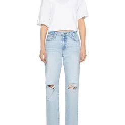 Top 10 😍 Jonathan Simkhai 👩 Womens Mid-Rise Destroyed Straight Leg 👖 Jeans 👍