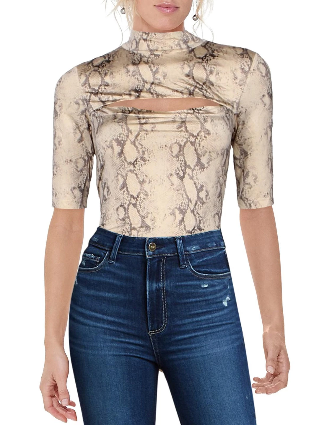 New โค๏ธ Jonathan Simkhai ๐ฉ Womens Snake Print Cut-out Bodysuit ๐งจ 3 New โค๏ธ Jonathan Simkhai ๐ฉ Womens Snake Print Cut-out Bodysuit ๐งจ