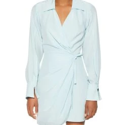 Cheap 💯 Jonathan Simkhai Destiny 👩 Womens Satin Cut-Out Wrap 👗 Dress ⭐