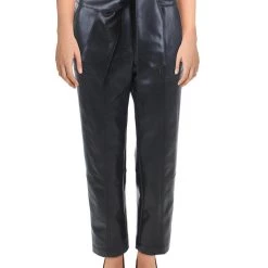 Buy ⌛ Jonathan Simkhai Tessa 👩 Womens Faux Leather Mid-Rise Cropped Pants 😍