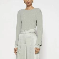 Cheapest ⭐ Jonathan Simkhai Leia Leisure Sweater in Sage for 👩 women ⭐