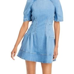 Best Pirce 😀 Jonathan Simkhai Holland 👩 Womens Round Neckline Short Sleeves Mini 👗 Dress 👍