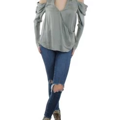 Outlet ๐ฅ Jonathan Simkhai Remington ๐ฉ Womens Silk Cold Shoulder Blouse ๐ฅ