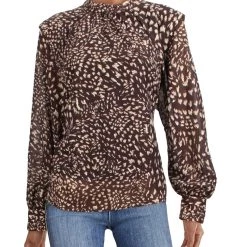 Promo ๐คฉ Jonathan Simkhai Ramsey ๐ฉ Womens Printed Chiffon Blouse โ๏ธ