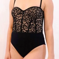 Flash Sale 🥰 Jonathan Simkhai Lace Bustier One Piece In Black for 👩 women ✨