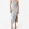 Outlet 🌟 Jonathan Simkhai Zay Sequin Draped Bustier Midi 👗 Dress in Silver for 👩 women ✨