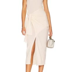 Best Pirce 🥰 Jonathan Simkhai Flynn Recycled Midi 👗 Dress in Ivory for 👩 women ⭐