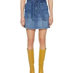 Wholesale 💯 Jonathan Simkhai Kennie 👩 Womens Denim Tie-Waist Mini 👗 Skirt 🌟