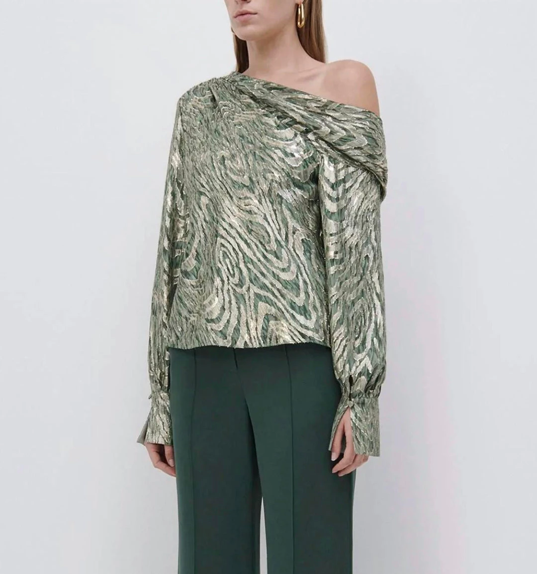 Outlet ๐ Jonathan Simkhai Alice Metallic Fil Coupe Top in Hunter Green Metalluc Moire for ๐ฉ women โจ 5 Outlet ๐ Jonathan Simkhai Alice Metallic Fil Coupe Top in Hunter Green Metalluc Moire for ๐ฉ women โจ - Image 3