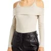 Outlet 🥰 Jonathan Simkhai Piper 👩 Womens Off The Shoulder Ribbed Pullover Top 🎁
