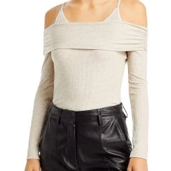 Outlet ๐ฅฐ Jonathan Simkhai Piper ๐ฉ Womens Off The Shoulder Ribbed Pullover Top ๐