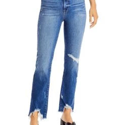 Buy 🎉 Jonathan Simkhai River 👩 Womens Distressed High Rise Straight Leg 👖 Jeans 👏