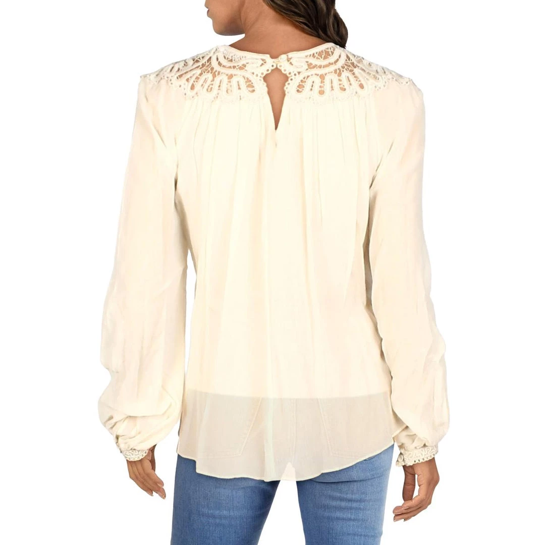 Budget 🎁 Jonathan Simkhai 👩 Womens Lace Trim Textured Blouse 💯 5 Budget 🎁 Jonathan Simkhai 👩 Womens Lace Trim Textured Blouse 💯 - Image 3